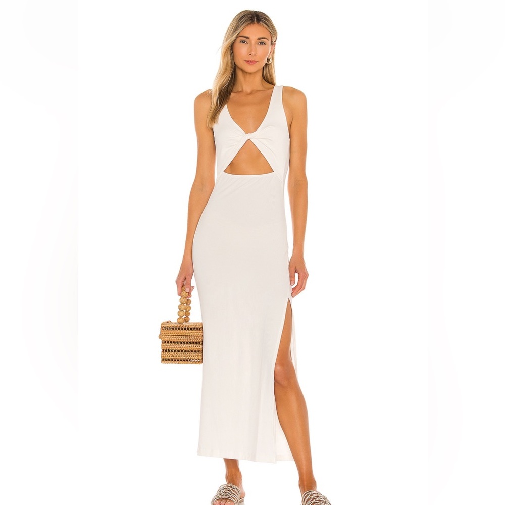 l*space Cream Twist-Front Sleeveless Maxi Dress